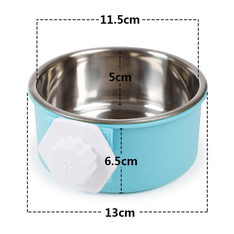 SLSON Pet Crate Bowls 2 Pack Dog Cage Hanging Bowl Removable Double Feeding Bowls for Pet Stainless Steel and Plastic Feeders for Dogs Cats Small Animals, Blue and Green - PawsPlanet Australia