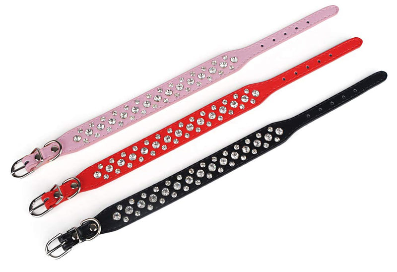 [Australia] - haoyueer Bling Rhinestone PU Leather Crystal Diamond Pet Dog Cat Puppy Collar Black S M L XL Pink 