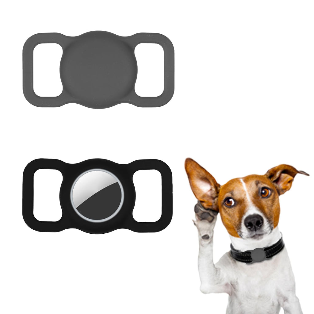 LUTER Pack of 2 Airtag Dog Collar Holder, Waterproof Silicone Holder for Airtag Dog Collar, Scratch-Resistant, Protective Airtag Case, Air Tag Holder for Dogs, Cats, Pet Collars (Black + Grey) Black + Grey - PawsPlanet Australia