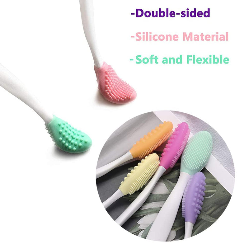 GingerUPer 5pack Dog toothbrush, Double-sided soft silicone gentle dental brushes kit with curved long handle dog toothbrushes - PawsPlanet Australia