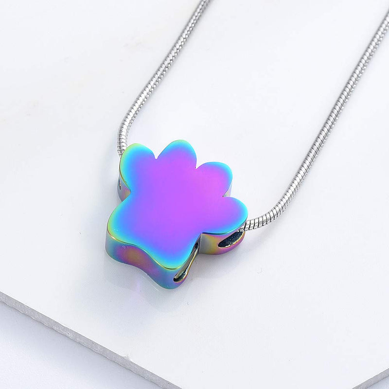 QGJNSGC Paw Print Urn Necklace for Ashes, Cremation Jewelry for Ashes Urn Necklace Keepsake Jewelry for Pet/Dog's/Cat's Ashes Pendant Memorial Gifts for Man/Women(Colourful) Colourful - PawsPlanet Australia