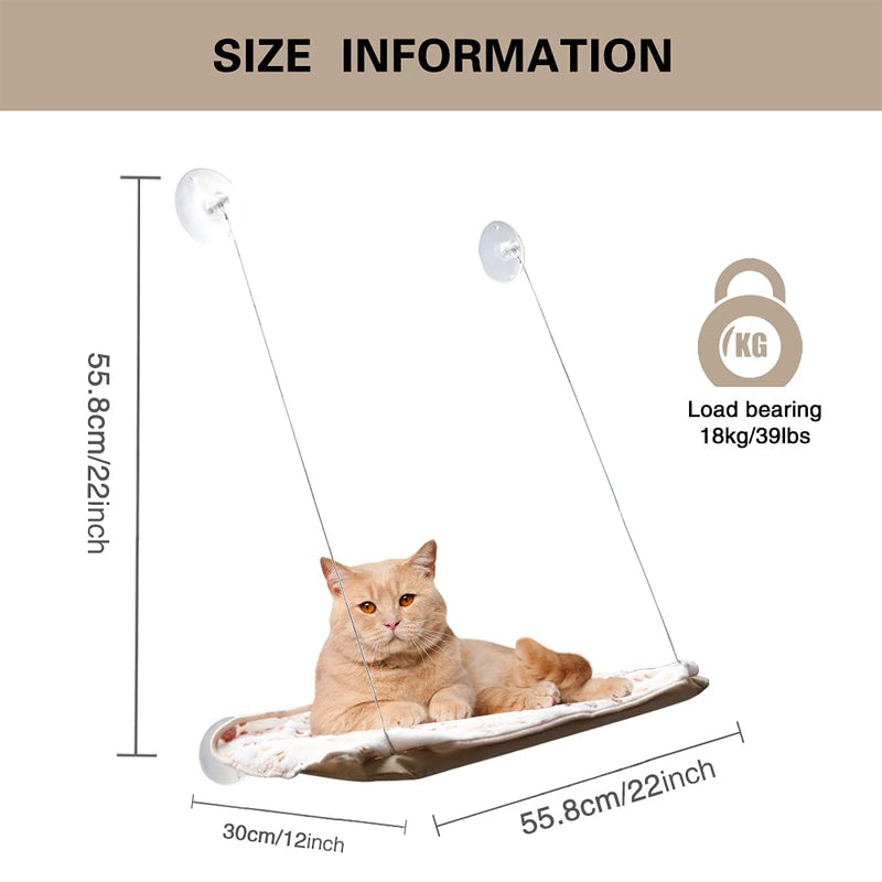 mihealpet Cat Window Perch Windows Hammock Sun Seat for Space Saving Mounted Kitty Bed for Small to Large Cats (Beige Premium Set) - PawsPlanet Australia