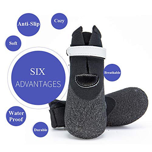 [Australia] - 4 Pcs Waterproof Dog Boots, Rugged Pet Dog Booties with Adjustable Reflective Magic Straps, All Weather Dog Shoes with Anti-Slip Rubber Sole for Small Medium Large Dogs, Breathable Paw Protectors 1# 