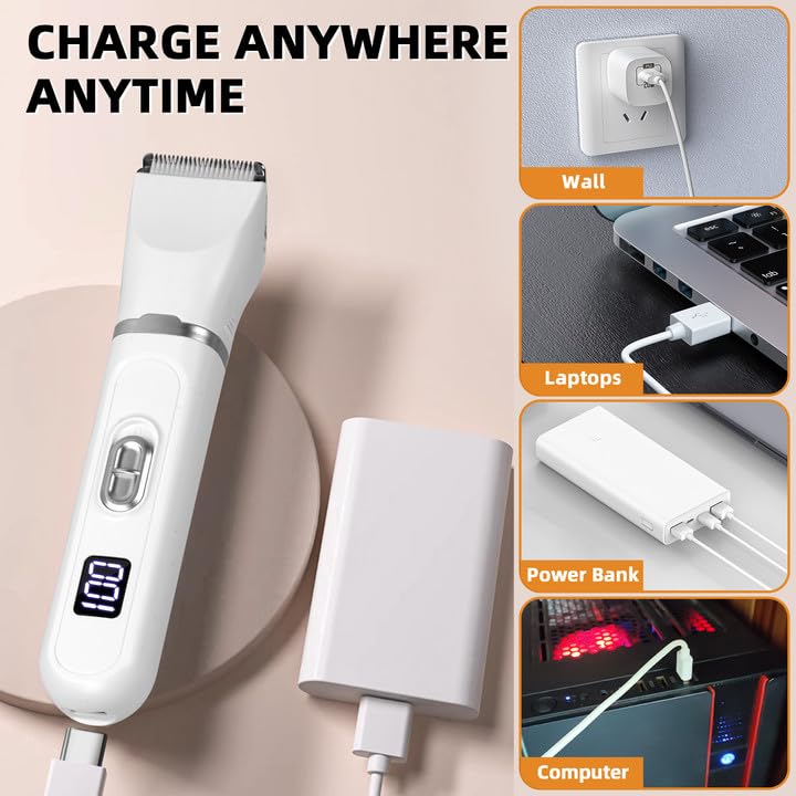 Dog clippers, 4 in 1 quiet animal hair clippers, professional clippers for dogs and cats with LED display, rechargeable clippers for dogs, cats, paws, eyes, ears, face, body - PawsPlanet Australia