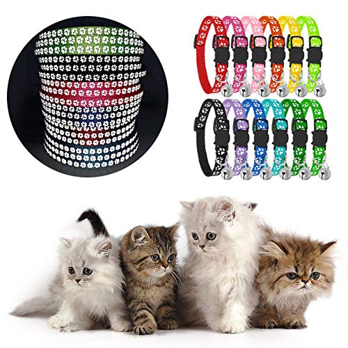 BOW CALICO Reflective Cat Collars with Bells, Safe Quick Release Cat Collar, Adjustable to Fit All Domestic Cats(12 Pack) - PawsPlanet Australia