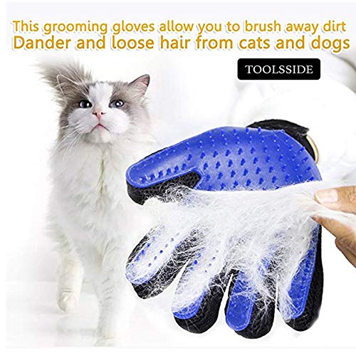 TOOLSSIDE Pet Hair Remover Glove - 1 Pack Right Hand Gentle Deshedding Glove for Dogs and Cats, Pet Glove Brush Enhanced Five Finger Design, Blue - PawsPlanet Australia