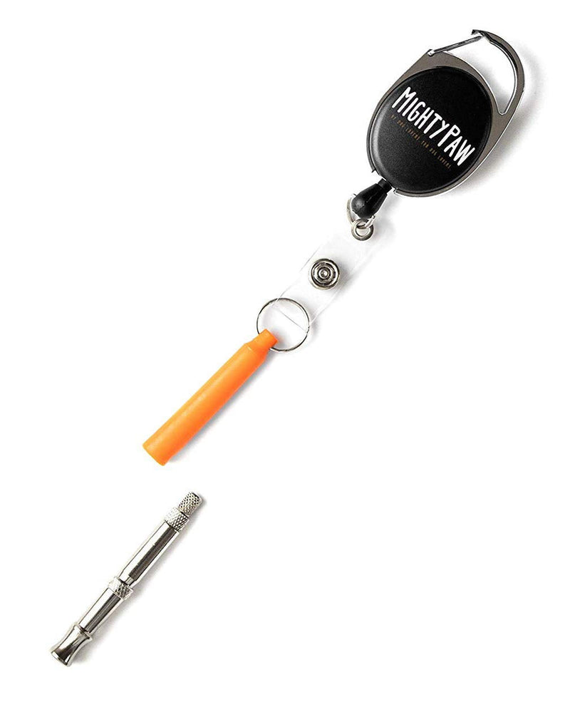 Mighty Paw Training Whistle, Silent Dog Whistle with Retractable Belt Attachment and Neck Lanyard, No Bark Dog Training Tool for Obedience and Recall Orange - PawsPlanet Australia