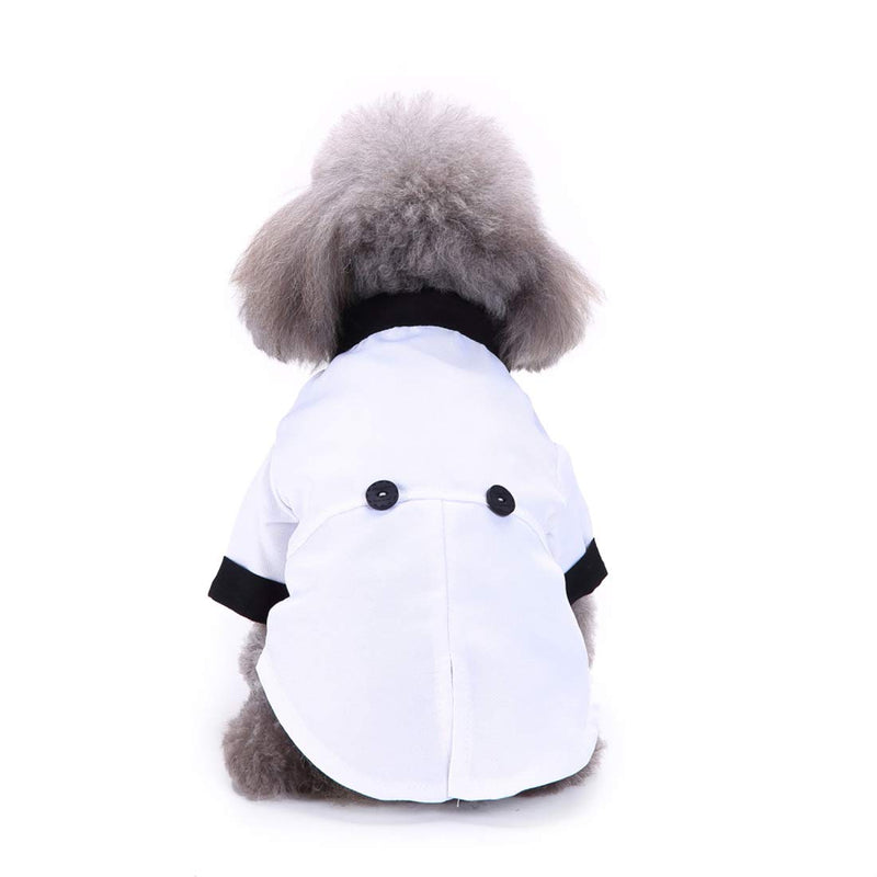 [Australia] - GabeFish Pets White Wedding Jackets Suit for Dogs with White Bow Tie Puppy Cat Formal Clothes Shirt Tuxedo White Small S (Chest 37cm/14.5") 