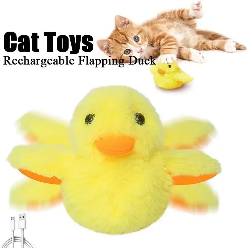 Heim & Tier® Interactive Cat Toy, Yellow Duck Toy for Cats, Rechargeable Plush Cat Toy - PawsPlanet Australia