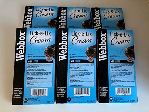 Webbox Lick-e-Lix Cream Liver Sachets Cat Treat 5 x 10g (Pack of 6) - PawsPlanet Australia