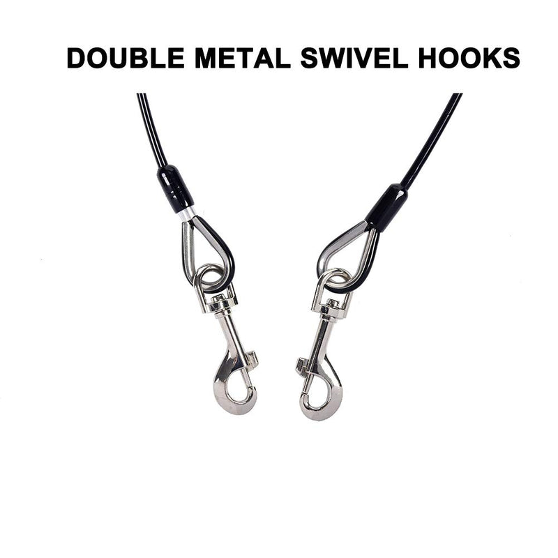 [Australia] - SOMIDE Dog Tie Out Cable for Pet Up to 80 Pounds, with Heavy Duty Metal Swivel Hooks for Camping Outdoor Yard 10 ft Black 