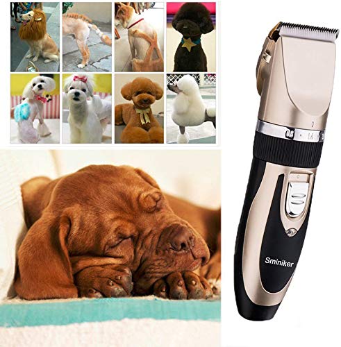 Sminiker Professional Rechargeable Cordless Dogs Cats Horse Grooming Clippers - Professional Pet Hair Clippers with Comb Guides for Dogs Cats Horses and Other House Animals Pet Grooming Kit - PawsPlanet Australia
