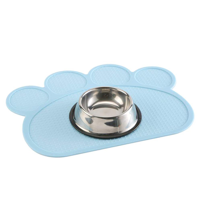 yyuezhi Practical Silicone Pet Food Mats Paw Shaped Dog Cat Food Mat Light Blue Silicone Bowl Mat Silicone Mat Flexible And Easy To Clean Feeding Mat for Food Bowls Non Slip Waterproof - PawsPlanet Australia