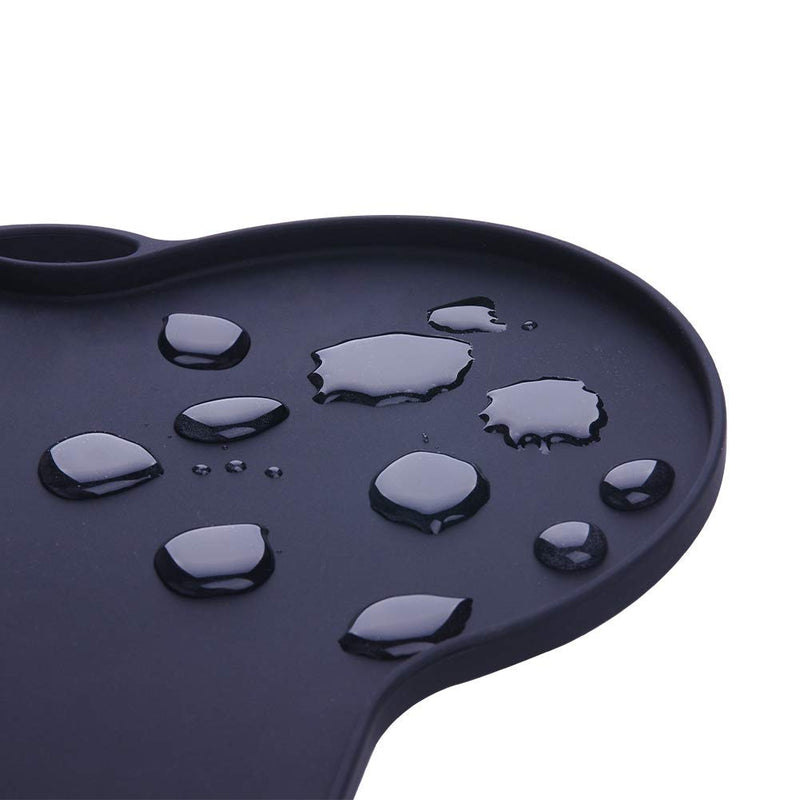 [Australia] - Super Design Silicone Waterproof Placemat - Bone Shaped Pet Feeding Mat, Silicone Raised Lip Non Spill Dog Cat Bowl Mat Black/Bone Shaped 