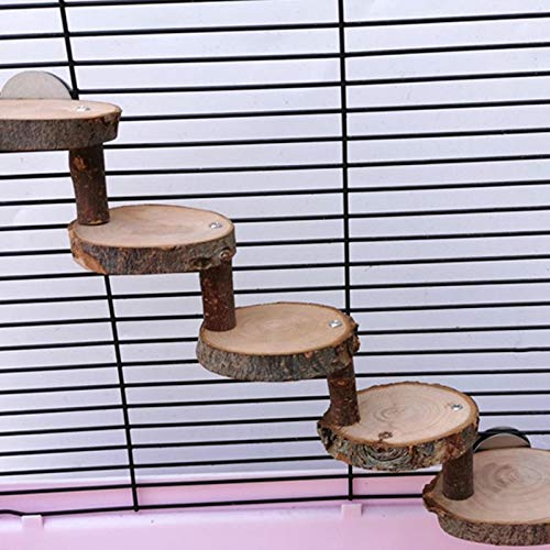 JUILE YUAN Hamster Steps Stairs Climbing Toys - Apple Wood Chew Toys for Sugar Glider, Mouse, Chinchilla, Rat, Gerbil and Dwarf Hamster, Wooden Cage Supplies for Birds Parrot, Teeth Care Molar Toy 5 Stairs - PawsPlanet Australia