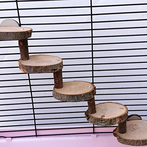 JUILE YUAN Hamster Steps Stairs Climbing Toys - Apple Wood Chew Toys for Sugar Glider, Mouse, Chinchilla, Rat, Gerbil and Dwarf Hamster, Wooden Cage Supplies for Birds Parrot, Teeth Care Molar Toy 4 Stairs - PawsPlanet Australia