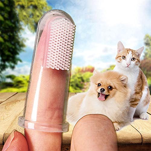 XunHe 10 Pieces Pet Finger Toothbrush, Soft Silicone Pet Finger Toothbrush, Food Safety Tooth Cleaner, Dog Cat Dental Brushes Kit for Dogs Cats Pets Dental Care(Transparent Color) - PawsPlanet Australia