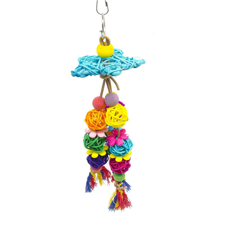 UKCOCO Colorful Bird Parrot Hanging Swing Rattan Balls Toy, Pet Bird Parrot African Greys Budgies Parakeet Cockatiels Cockatoo Conure Macaw Lovebird Cage Ornament Chew Toy - PawsPlanet Australia