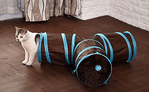 [Australia] - Cat Interactive Toys, Crinkle Tunnel Tubes 3 Way Fun Run Play Tunnels for Pets Kittens, With a Ball 