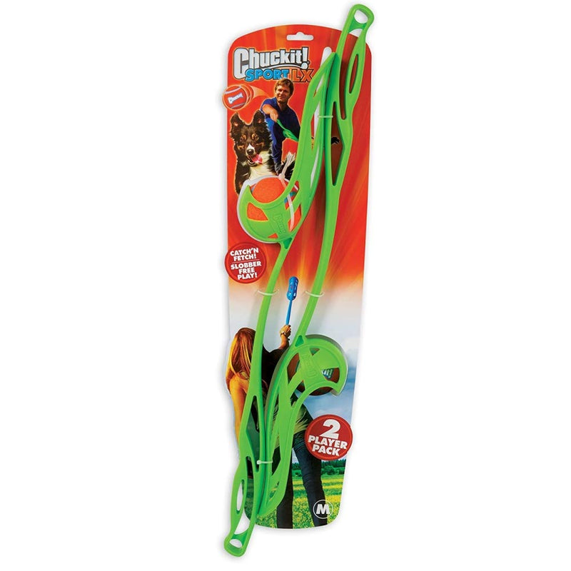 ChuckIt! Sport LX Ball Launcher System 2 Player Pack, Medium, Assorted (Orange, Blue, Green) - PawsPlanet Australia