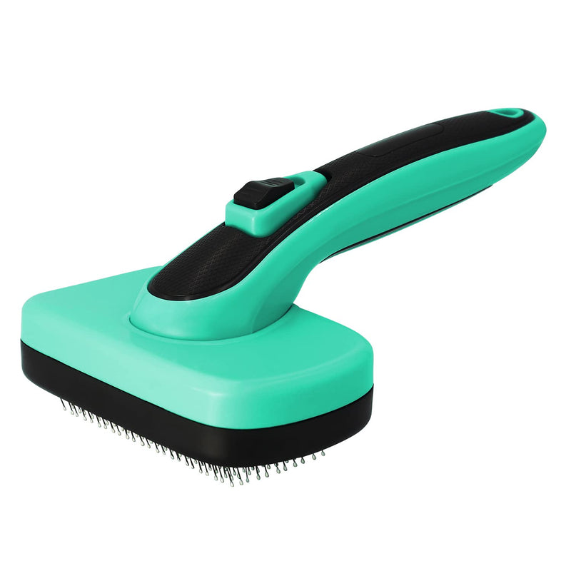 WARTAU Generation 2 Self Cleaning Slicker Brush Gently Removes Loose Undercoat Dog or Cat Will Love Being Brushed with The Pet Grooming Brush Green - PawsPlanet Australia