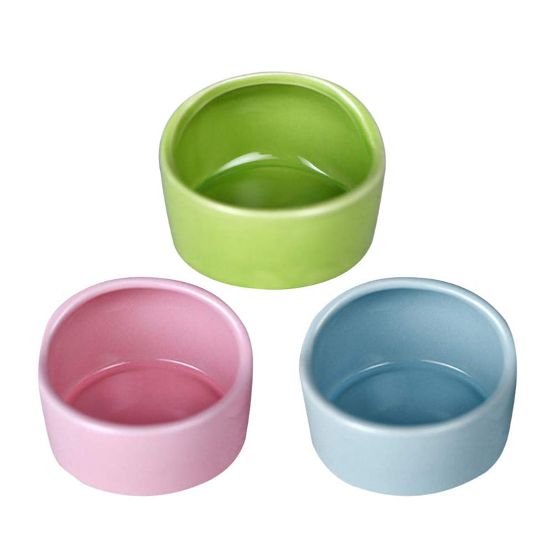 POPETPOP 3pcs Hamster Ceramic Feeding Bowls, Anti-bite Small Animal Food Bowl Water Feeder for Rabbit Hedgehog Guinea-pig Gerbil Squirrel Reptiles (Random Color) Picture 1 - PawsPlanet Australia