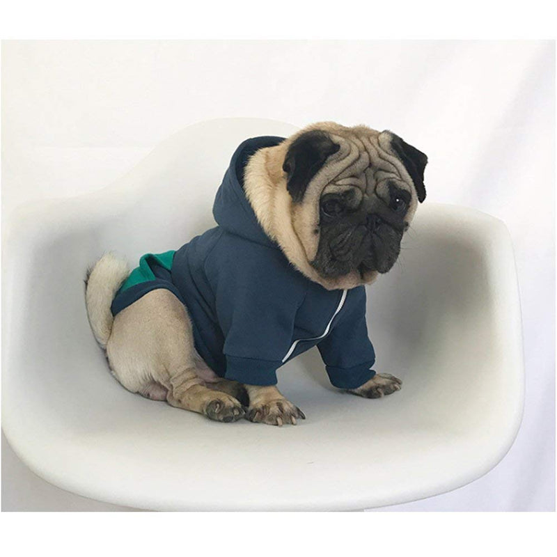 meioro Dog Clothes Hoodies Pet Cat Warm Soft Cotton Zipper Sweater Coat French Bulldog Pug (XS, Dark Blue) X-Small - PawsPlanet Australia