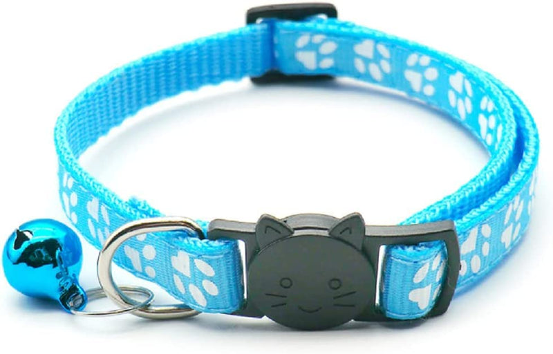 Hepplly 2-Pack Cat Collars Quick Release Reflective Kitten Collar with Bell (Light Blue) Light Blue - PawsPlanet Australia