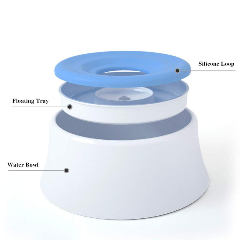 [Australia] - WishLotus Dog Water Bowl with Floating Disk Spill Proof Water Bowl,Anti-Overturn/Anti-Dust/Anti-Choking Anti-Overflow Bowl to Slow Down Drinking Speed for Dogs and Cats, 1200ML Blue 