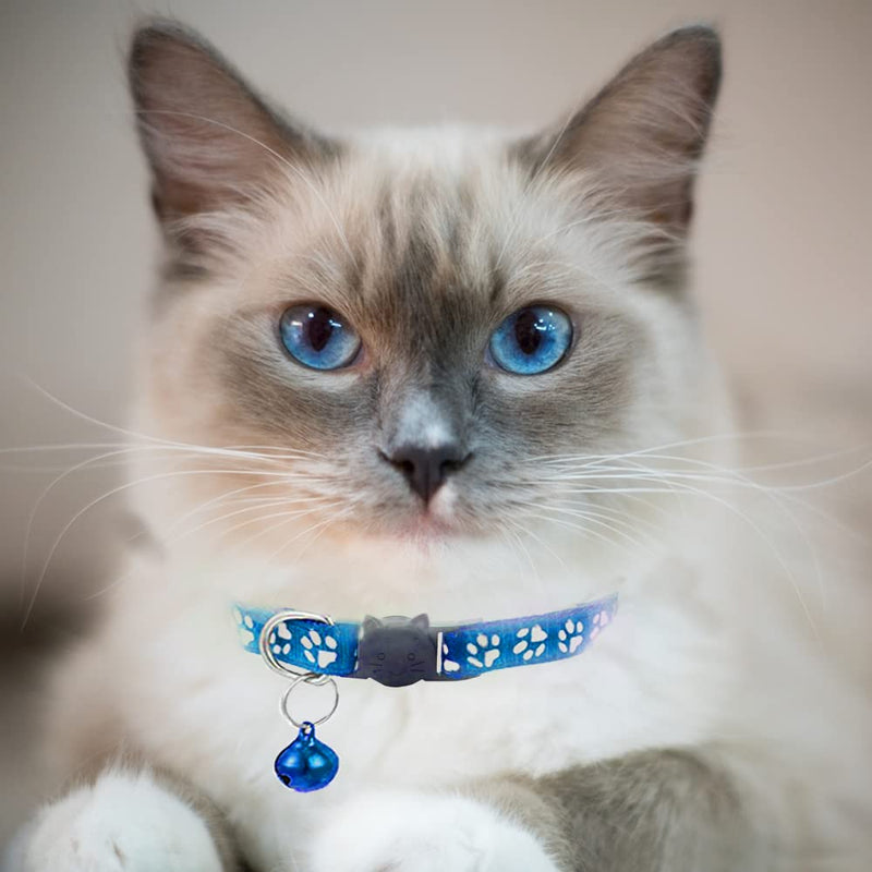 Hepplly 2-Pack Cat Collars Quick Release Reflective Kitten Collar with Bell (Light Blue) Light Blue - PawsPlanet Australia
