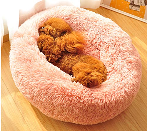 [Australia] - Neekor Cat Dog Beds, Soft Plush Donut Pet Bedding Winter Warm Sleeping Round Fluffy Pet Calming Bed Cuddler for Puppy Dogs/Cats, Size: Small/Medium/Large/X Large pink/medium 