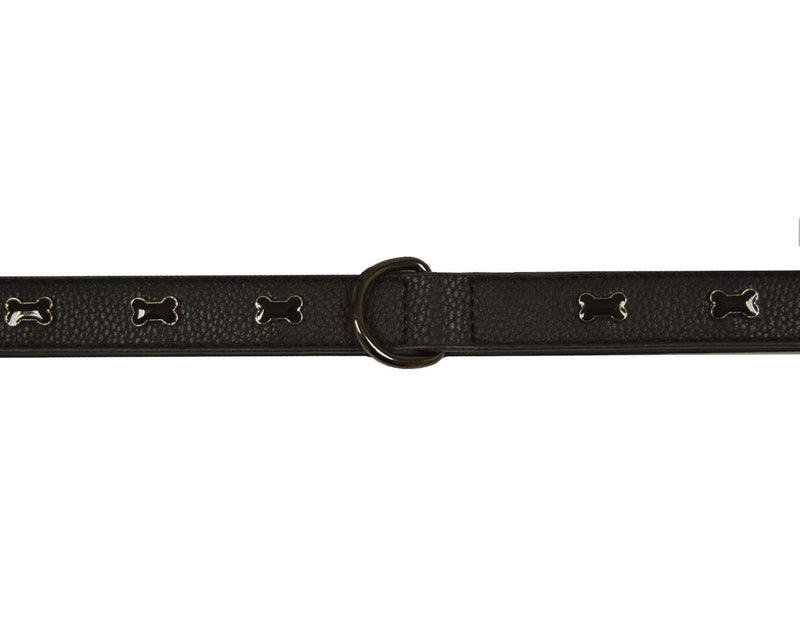RSPCA faux leather collar dog puppy pet black bone embellishments 1.5x40cm - PawsPlanet Australia