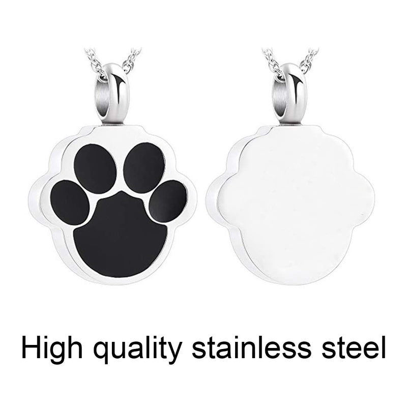 通用 Dog Paw Urn Necklace Pet Urn Pendant Stainless Steel Cremation Urn Necklace Funnel Kit for Human Pet Ashes Keepsake - PawsPlanet Australia