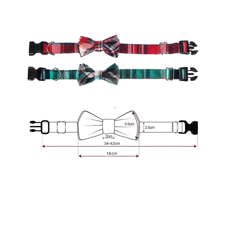 Yih Vane Plaid Large Dog Bow Tie Collar - Green - PawsPlanet Australia