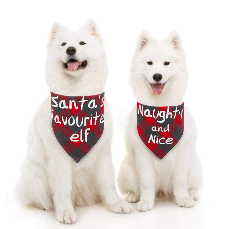 [Australia] - BINGPET Plaid Dog Christmas Bandanas 2 Pack Soft Triangle Bib Set Scarf Accessories for Dogs and Cats 