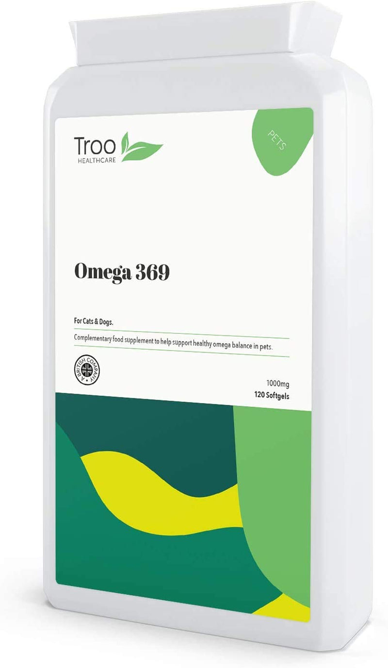 Omega 369 Pet Perfect Omega Fish Oil - for Dogs and Cats - 1000mg 120 Capsules | Daily Omega 3 6 9 Supplement for Pets | UK Manufactured to GMP Standards - PawsPlanet Australia