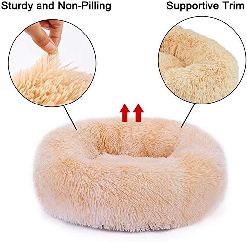 MUUBOOX Dog Bed, Cat Bed, Calming Donut Cuddler,Puppy Dog Beds Large Dogs, Indoor Dog Calming Beds, Warm Dog Sofa, Washable 16inch Cream Yellow - PawsPlanet Australia