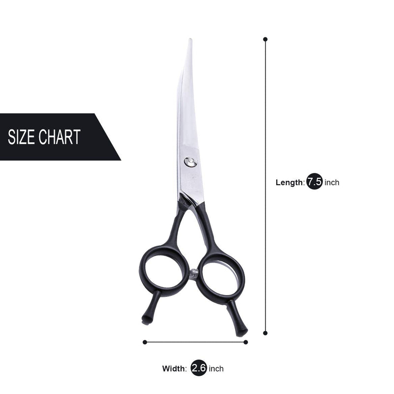 LovinPet Dog Grooming Scissors, Curved Cat Grooming Scissors, Easy Save Time, Safety Blunt Tip Upgrade For Pet Groomer Family Daily Use Black - PawsPlanet Australia