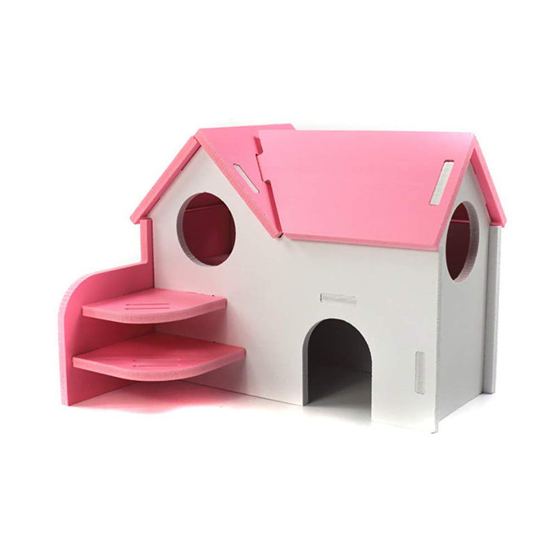 PIVBY Hamster Hideout House Wooden Living Hut Exercise Funny Nest Toy for Mouse, Chinchilla, Rat, Gerbil and Dwarf Hamster-2 Packs Pink - PawsPlanet Australia