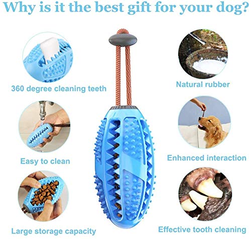 Aidiyapet Dog Teething Toys,Puppy Teeth Cleaning Chew Ball Toys Durable Natural Rubber Dog Toothbrush Stick Dental Care for Dogs Bite Resistant-Fun to Chew,Treats,Chase & Fetch Blueness - PawsPlanet Australia