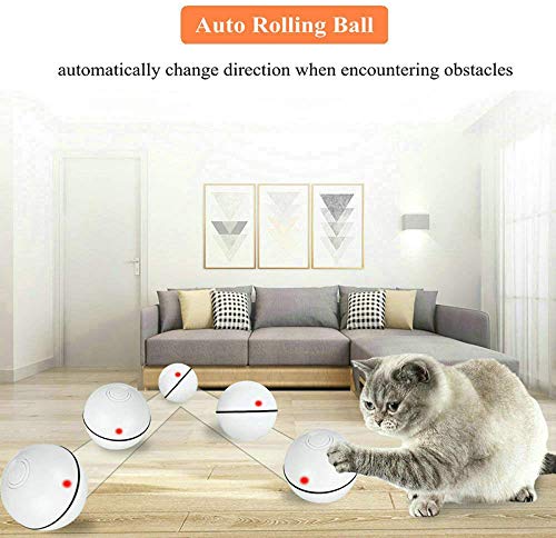 [Australia] - GEEPET Interactive Cat Toys Ball, Smart Automatic Rolling Kitten Toys, USB Rechargeable Motion Ball Spinning Led Light with Timer Function 