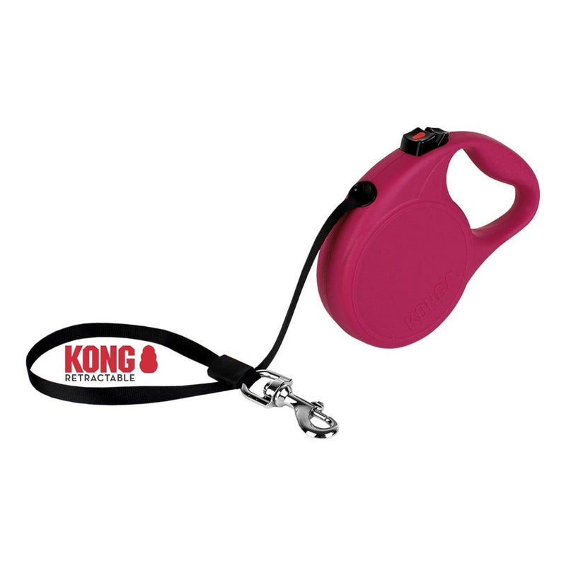 KONG roll-out dog leash in 5m length I For medium-sized dogs up to 30 kg I Size MI high-quality rolled leash in pink with break & lock system I light & compact leash - PawsPlanet Australia