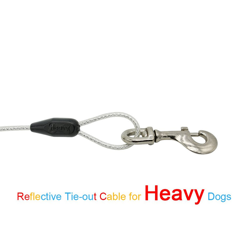 Petest Reflective Tie-Out Cable for Dogs Up to 35/60/90/125/250 Pounds, 15ft 25ft 30ft Length Available 125lbs30ft Black & Silver - PawsPlanet Australia