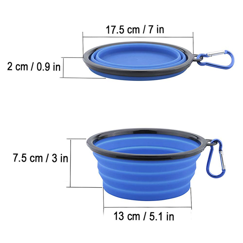 Ewolee Collapsible Dog Bowl, 2 Pcs Extra Large Dog Bowl 7" Diameter Portable Expandable Silicone Pet Food and Water Travel Bowl Carabiners Included - PawsPlanet Australia
