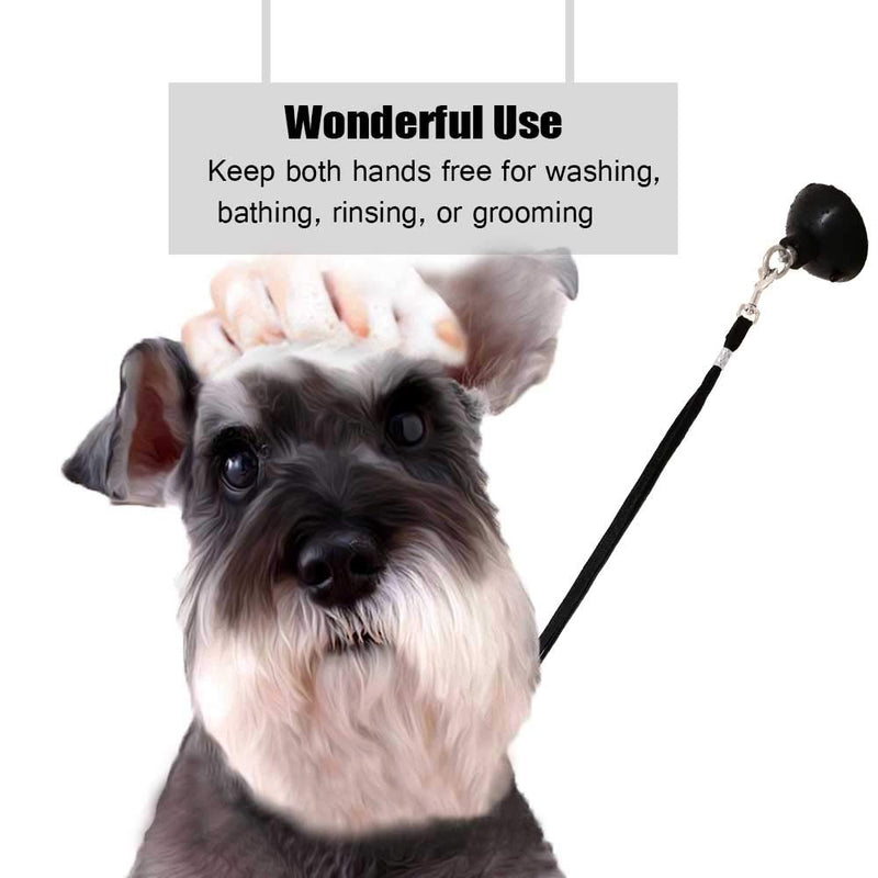 [Australia] - YELL Dog Bathing Suction Cup Tether - Leash with Collar Keeps Dog in Bathtub or Shower - Any Size Dog 