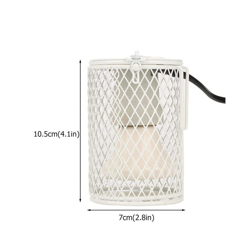 [Australia] - Reptile Heat Lamp with Guard, Ceramic Heat Emitter Basking Heater Lamp for Turtle, Snakes, Lizards, Frogs, Chicks with Power Switch&Anti-Biting Hanging Hook Design, 100W(White) 