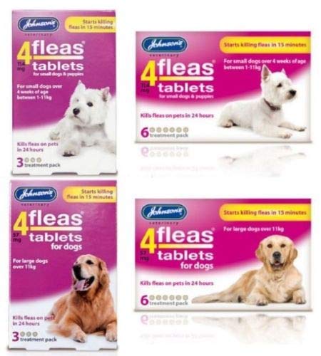 John-sons 4 Fleas Tablets for Large & Small Dogs - Dog Flea Tablets (Large Dog 1-11kg 3 Tab) - PawsPlanet Australia