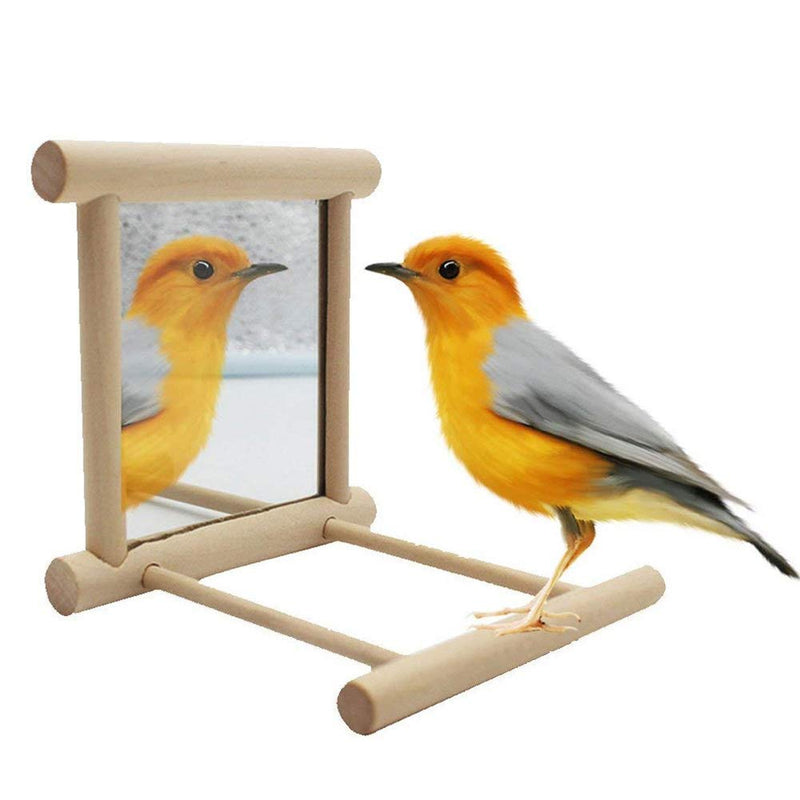 Bird Mirror Wooden Hanging Swing Interactive Play Toys for Small Parrot Budgies Macaw African Grey Parakeet Cockatiel Conure Lovebird Cage Accessories Bird Mirror Perch Stand--2 PCS - PawsPlanet Australia