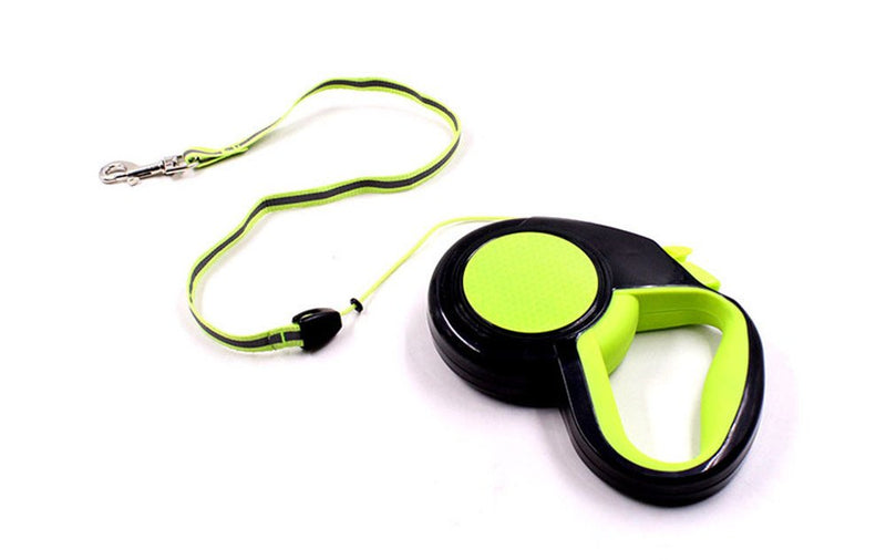 [Australia] - Mengbei tribe Retractable Dog Leash Nylon Reflective Walking Leash for 16.4 feet Long 360° Tangle Free, one Handed Brake Pause Soft Handle for Small and Medium Dogs green 
