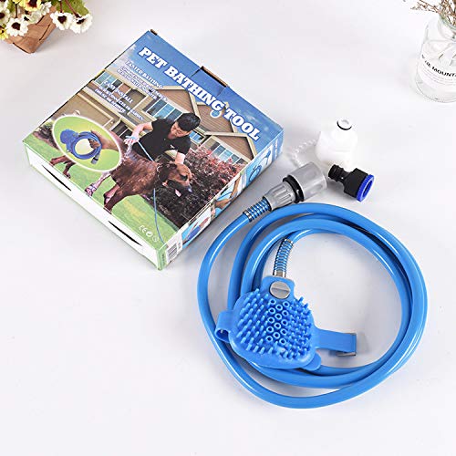 [Australia] - HORHORUP Pet Shower Cleaning Supplies 3 in 1 Puppy Dog Bathing Tool with 2 Hose Faucet Adapter, Adjustable Bath Glove, Cleaning Massage & Remove Hair Pets Shower Sprayer Bath Brush for Indoor &Outdoor 